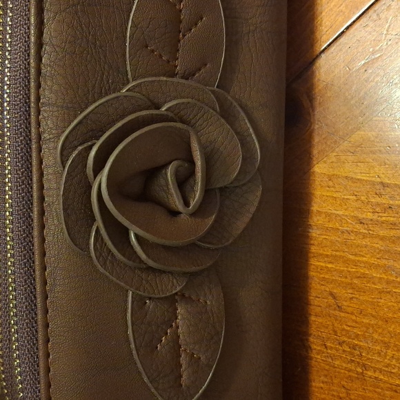 Brown Floral Women's Wallet Genuine leather handmade. - Picture 1 of 5